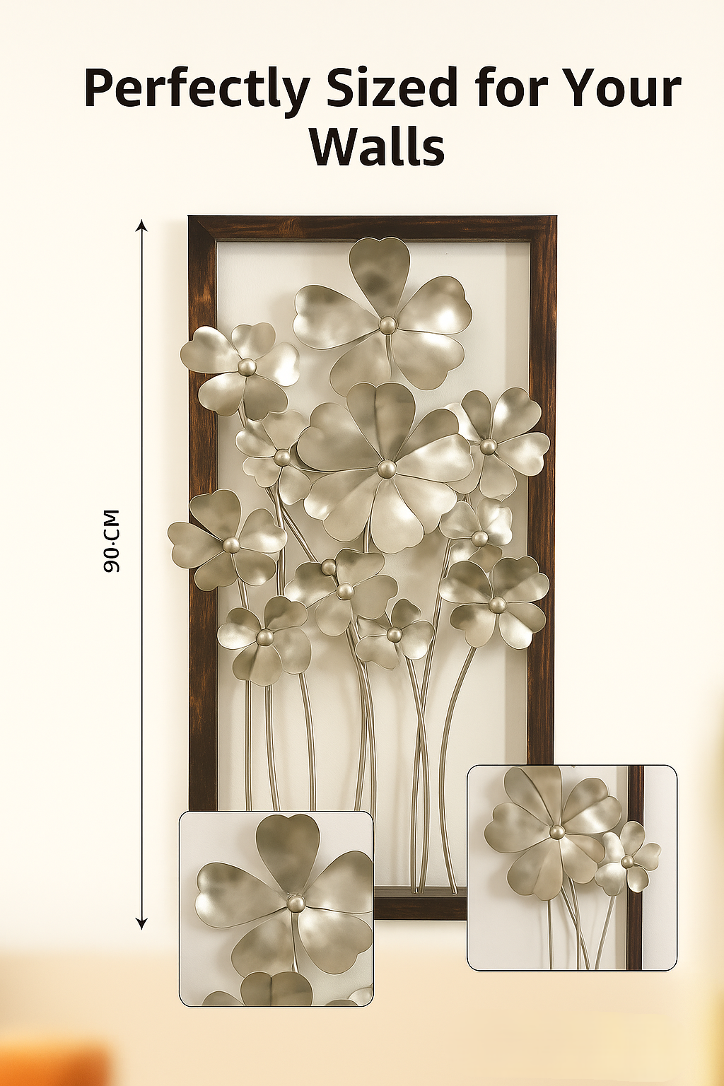 Elegant Metallic Floral Wall Decor Art | Modern Iron Wall Hanging