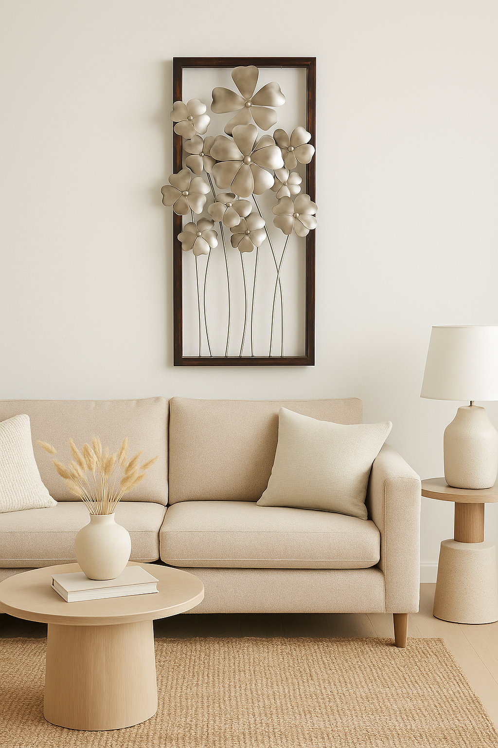 Elegant Metallic Floral Wall Decor Art | Modern Iron Wall Hanging